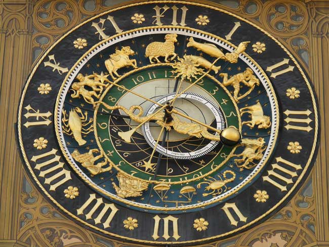 Reloj con los signos zodiacales