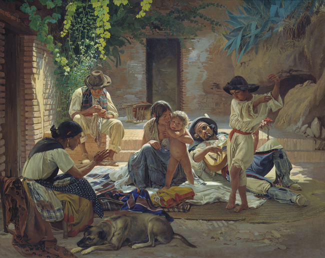 Pintura sobre una familia gitana