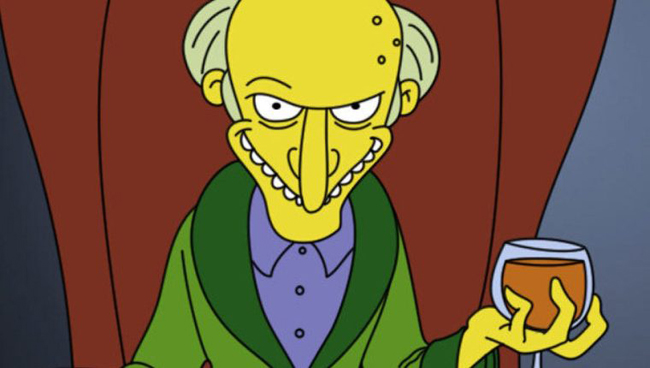 El Sr. Burns de los Simpson ha quedado en el imaginario colectivo como el jefe malvado, un mal ejemplo de jefe