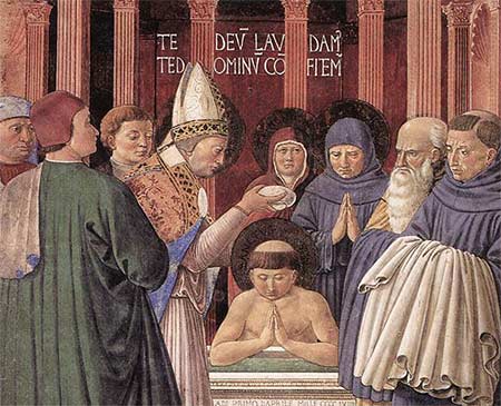 Bautizo de San Agustín (fresco de Benozzo Gozzoli).